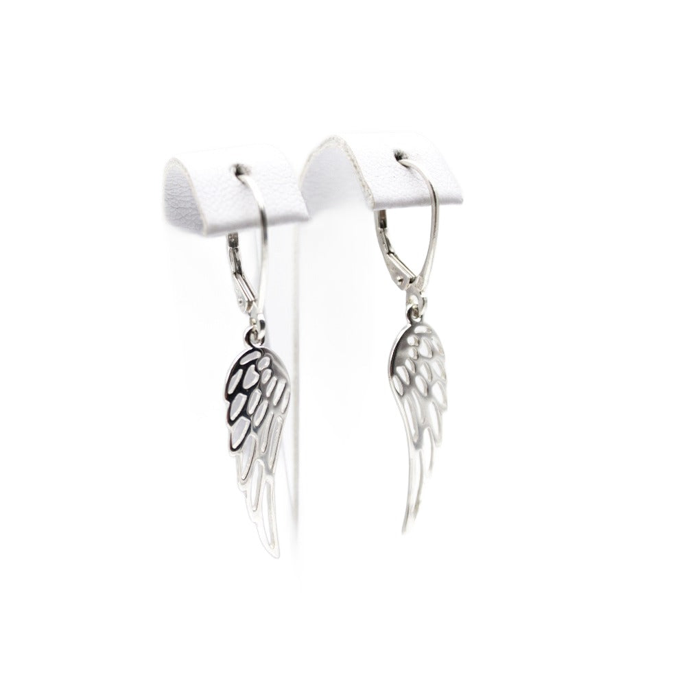 Earrings, 925 Sterling Silver, Openwork Angel Wings