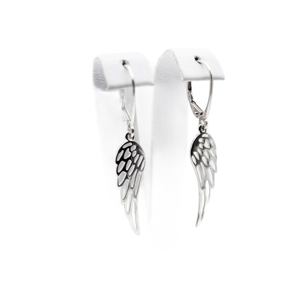 Earrings, 925 Sterling Silver, Openwork Angel Wings