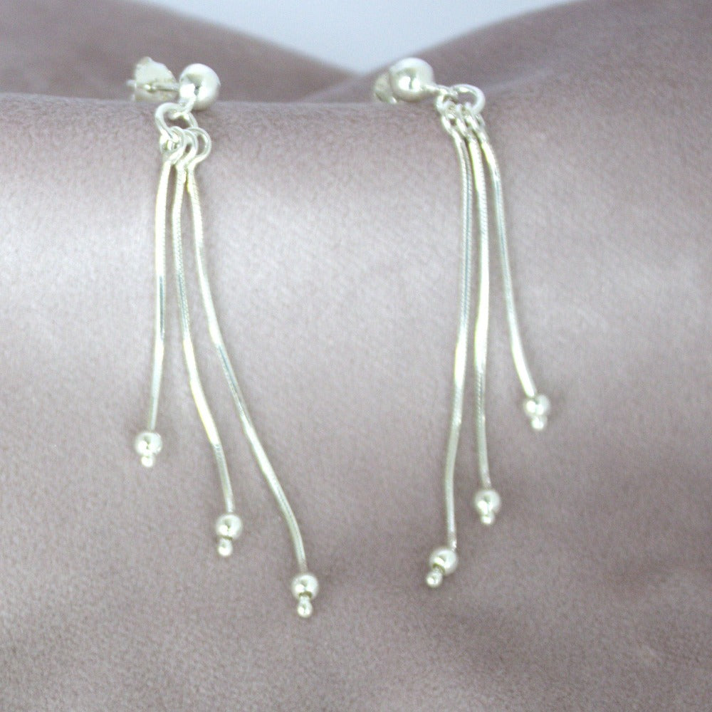 Drop Earrings, Long, 925 Sterling Silver