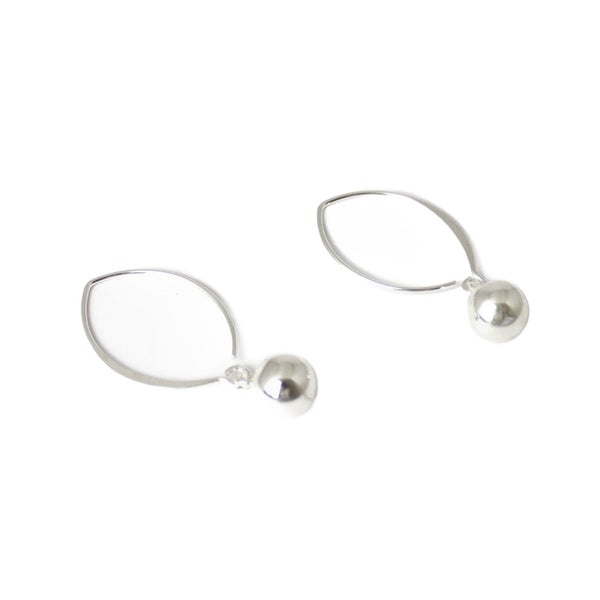 Earrings 925 Sterling Silver, Ball, Drop, Original