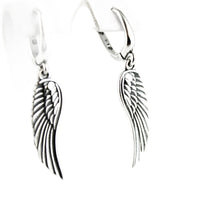 Earrings, 925 Sterling Silver, Angel Wings, Oxidized