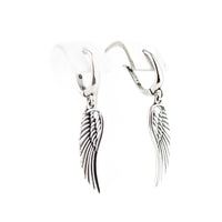 Earrings, 925 Sterling Silver, Angel Wings, Oxidized