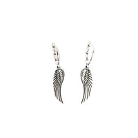 Earrings, 925 Sterling Silver, Angel Wings, Oxidized