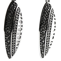 Earrings 925 Sterling Silver, Drop, Cubic Zirconia, Openwork, Oxidized, Long