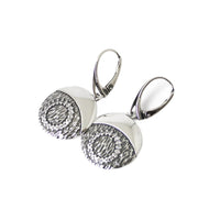 Earrings 925 Sterling Silver, Drop, Cubic Zirconia, Oxidized, Round