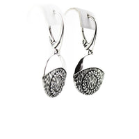 Earrings 925 Sterling Silver, Drop, Cubic Zirconia, Oxidized, Round