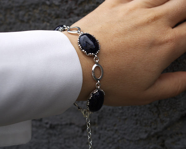 Bracelet with Stones, 925 Sterling Silver, Elemental