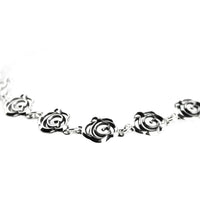 Bracelet, 925 Sterling Silver, Openwork, Roses, Oxidized