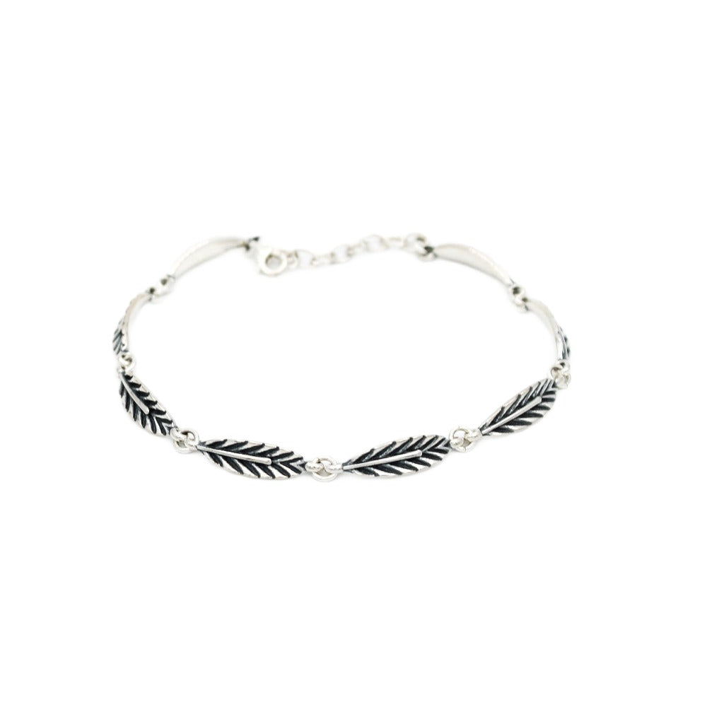 Bracelet, 925 Sterling Silver, Leaf Bracelet, Oxidized