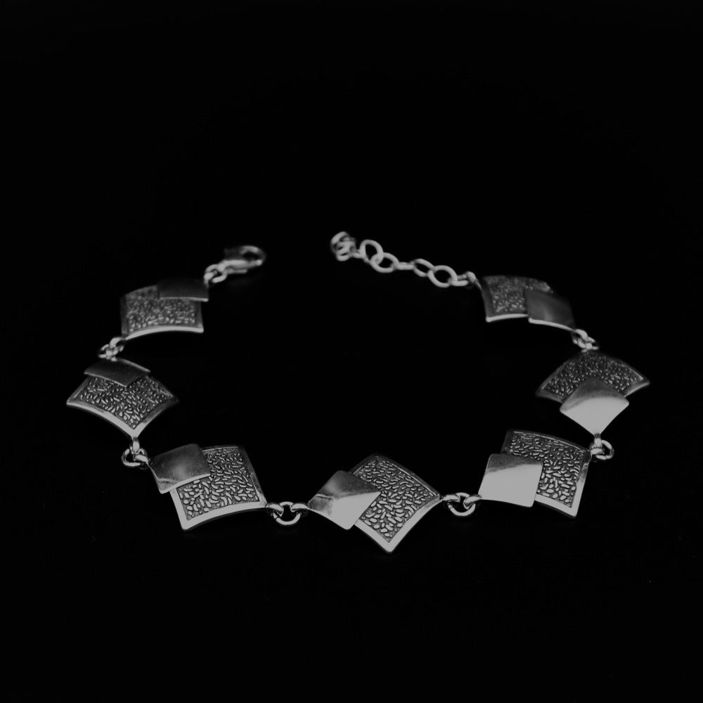 Bracelet, 925 Sterling Silver, Rhombus, Oxidized, Elemental