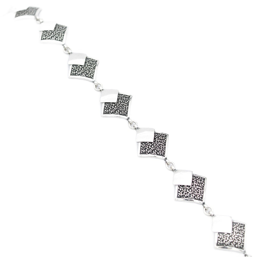 Bracelet, 925 Sterling Silver, Rhombus, Oxidized, Elemental