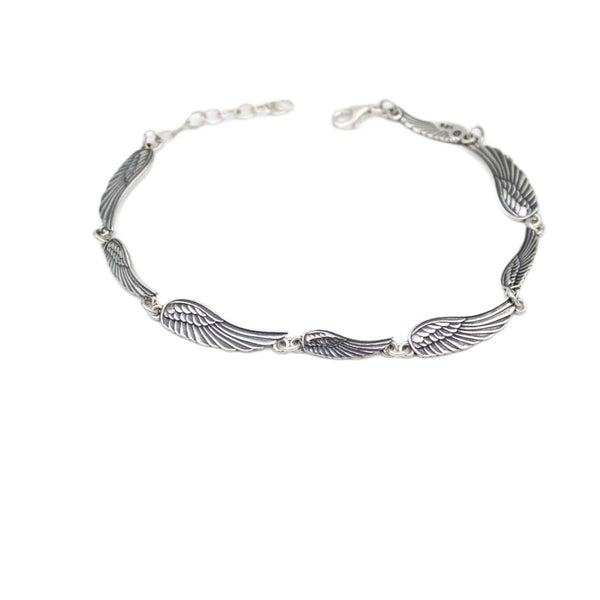 Bracelet 925 Sterling Silver, Angel Wings, Oxidized