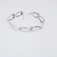 Bracelet, 925 Sterling Silver, Smooth Bracelet, Cubic Zirconia, Openwork