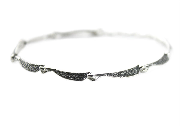 Bracelet, 925 Sterling Silver, Oxidized, Waves, For Her