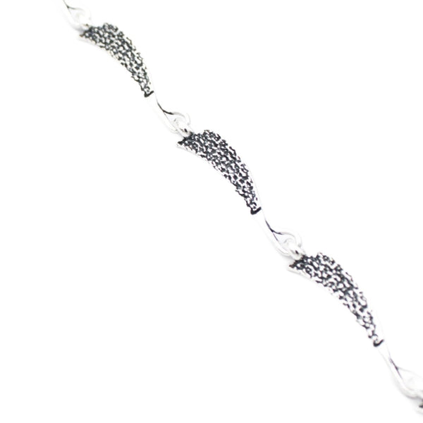 Bracelet, 925 Sterling Silver, Oxidized, Waves, For Her