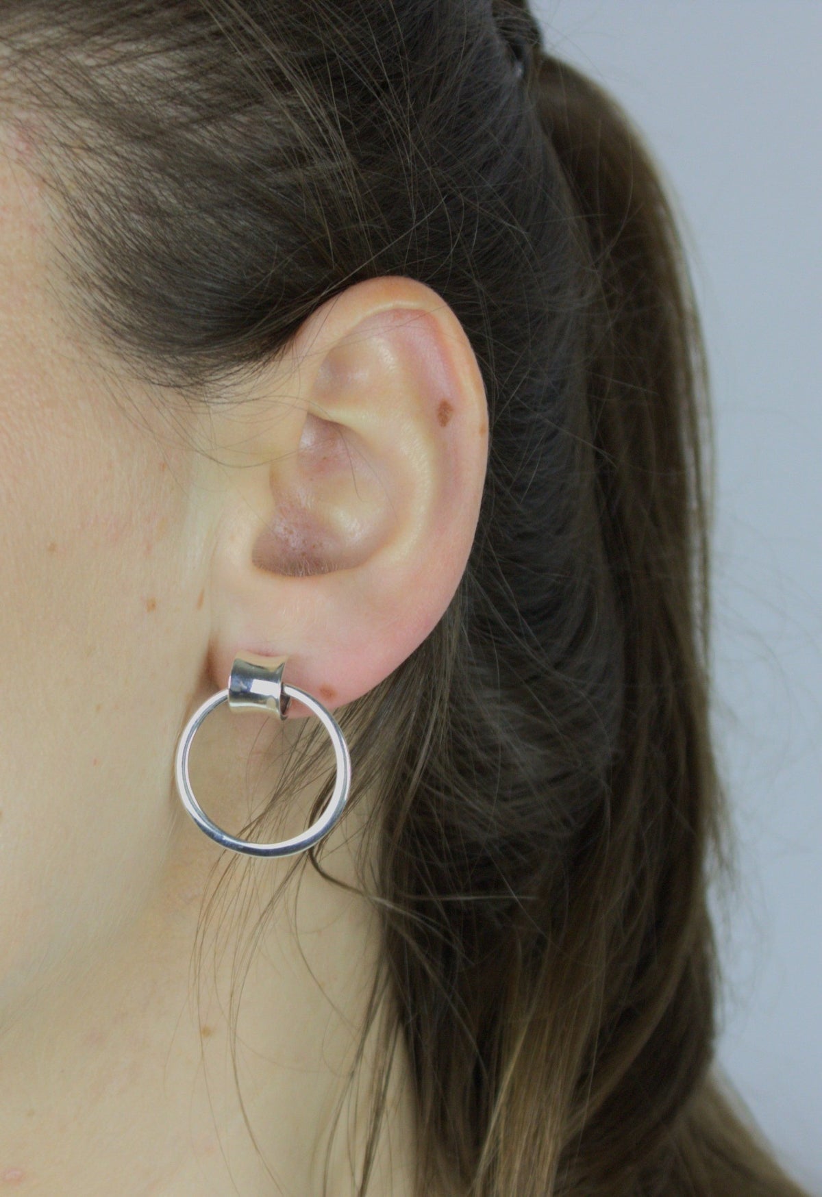 Earrings, 925 Sterling Silver, Circle, Stud Earrings