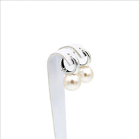 Earrings, 925 Sterling Silver, Hoop with Large Pearl