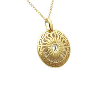 Necklace 925 Sterling Silver, Cubic Zirconia, Gold Plated, Sun Pendant