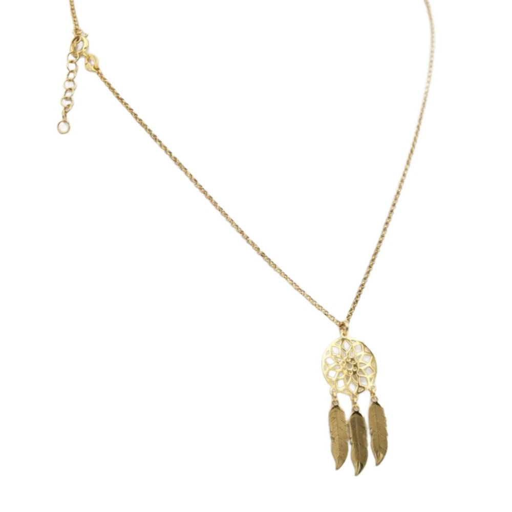 Necklace, 925 Sterling Silver, Gold Plated Silver 925, Dream Catcher 