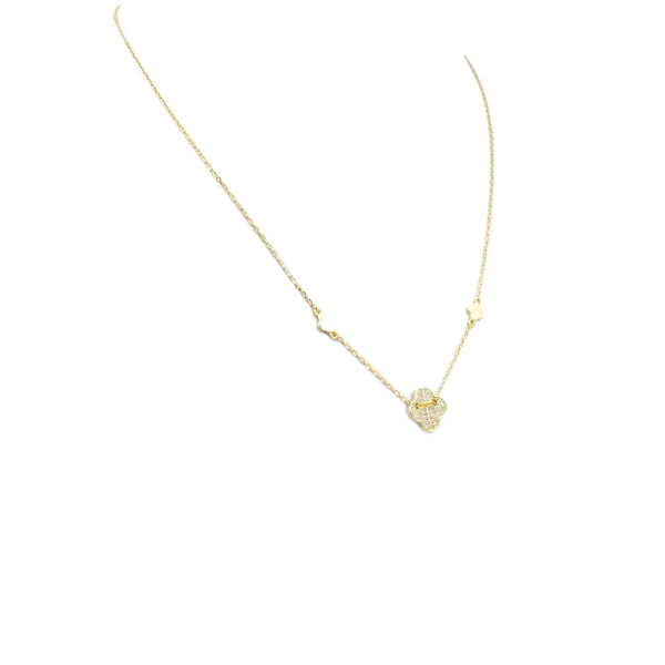 Necklace 925 Sterling Silver, Gold Plated, Cubic Zirconia