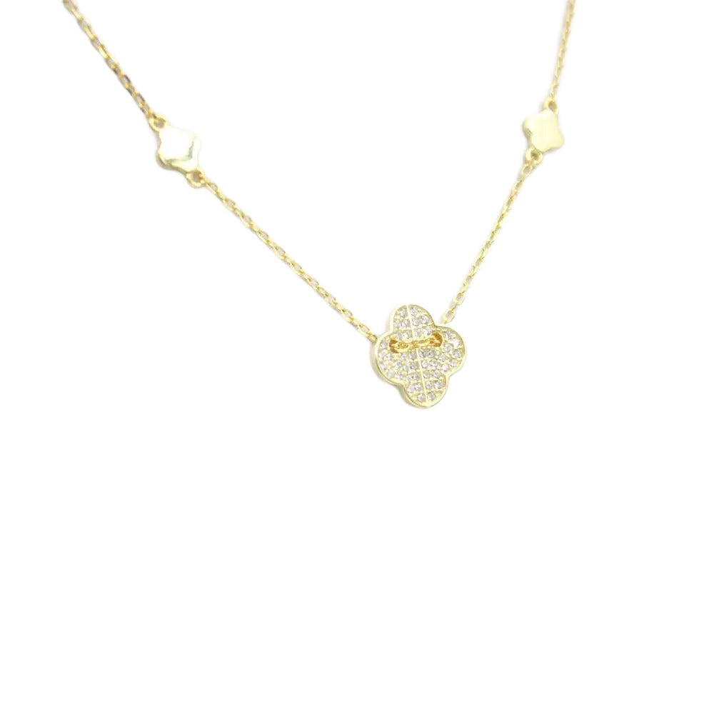 Necklace 925 Sterling Silver, Gold Plated, Cubic Zirconia