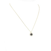 Necklace 925 Sterling Silver, Round , Black Zirconia