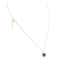 Necklace 925 Sterling Silver, Round , Black Zirconia