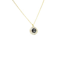 Necklace 925 Sterling Silver, Round , Black Zirconia