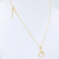 Necklace 925 Sterling Silver, Gold Plated, Moon, Cubic Zirconia