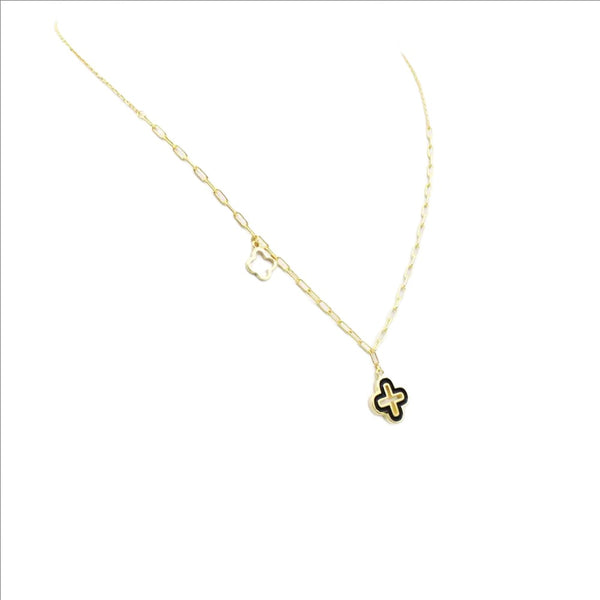 Necklace 925 Sterling Silver, Cross, Link Chain, Gold Plated