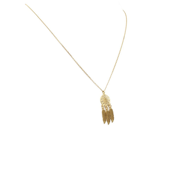 Necklace, 925 Sterling Silver, Gold Plated, Dream Catcher 