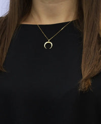 Necklace, 925 Sterling Silver, Gold Plated, Moon