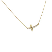 Necklace, 925 Sterling Silver, Cubic Zirconia, Cross, Gold Plated