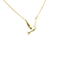 Necklace 925 Sterling Silver, Gold Plated, Swallow Necklace