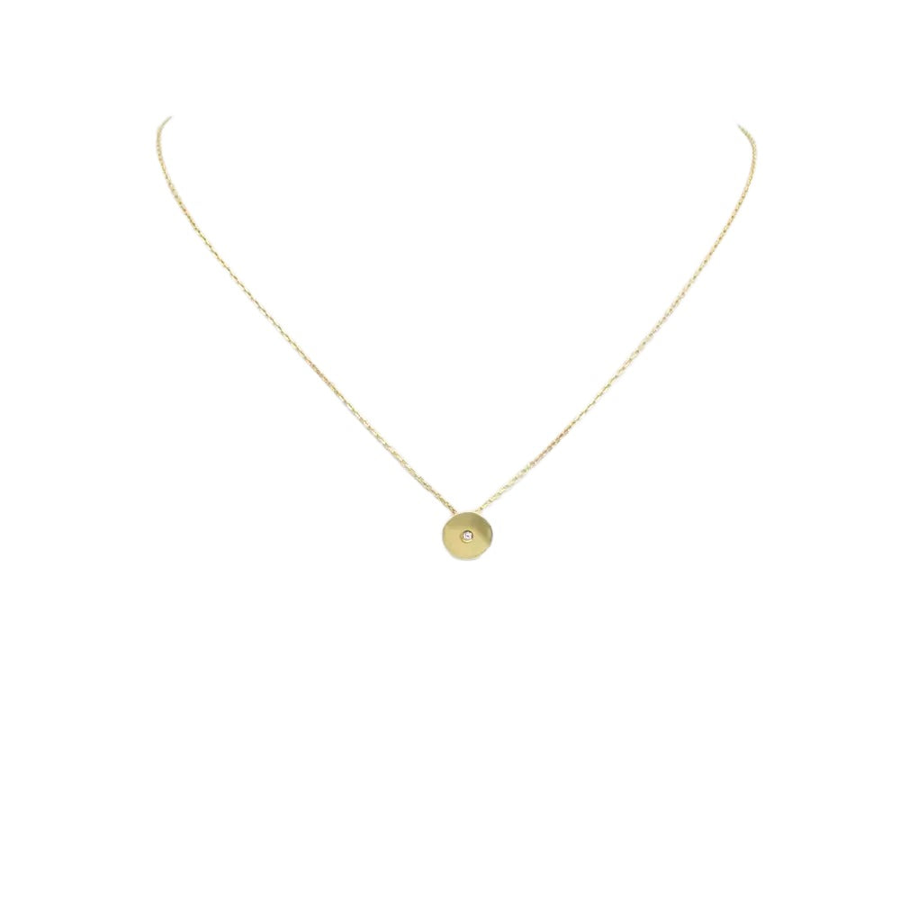 Necklace 925 Sterling Silver, Gold Plated, Round, Cubic Zirconia