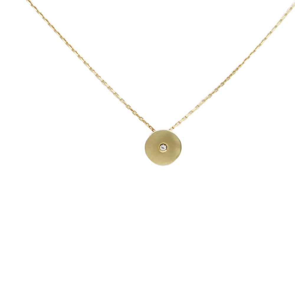 Necklace 925 Sterling Silver, Gold Plated, Round, Cubic Zirconia