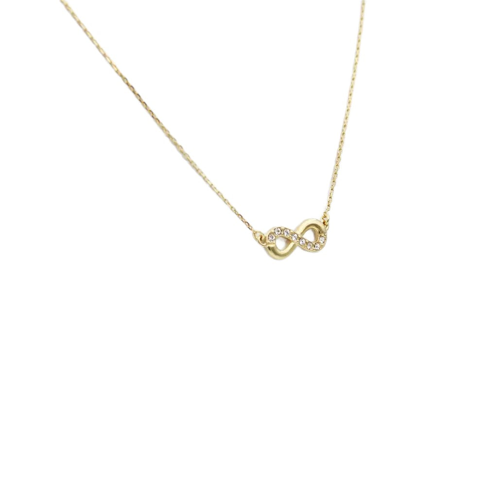 Infinity Necklace, 925 Sterling Silver, Gold Plated, Cubic Zirconia