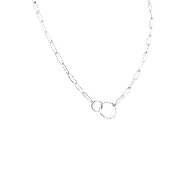 Necklace 925 Sterling Silver, Necklace Two Circles, Chain Links