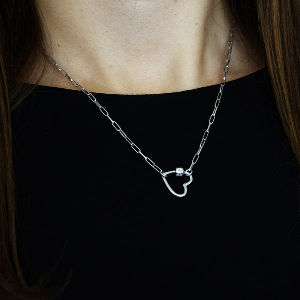 Heart Necklace, 925 Sterling Silver, Cubic Zirconia, Original Necklace