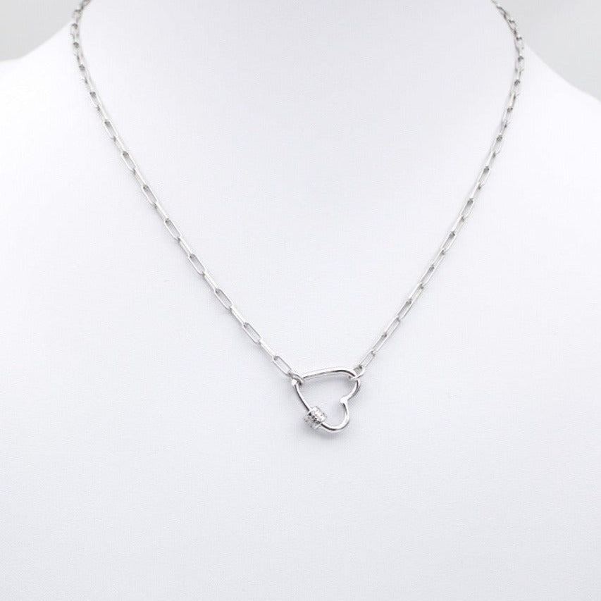 Heart Necklace, 925 Sterling Silver, Cubic Zirconia, Original Necklace