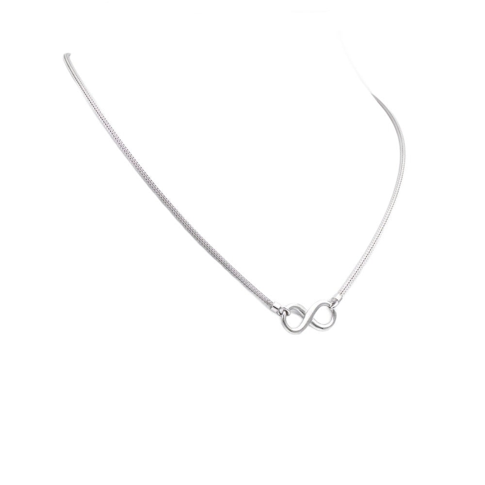 Infinity Necklace, 925 Sterling Silver, Snake Chain