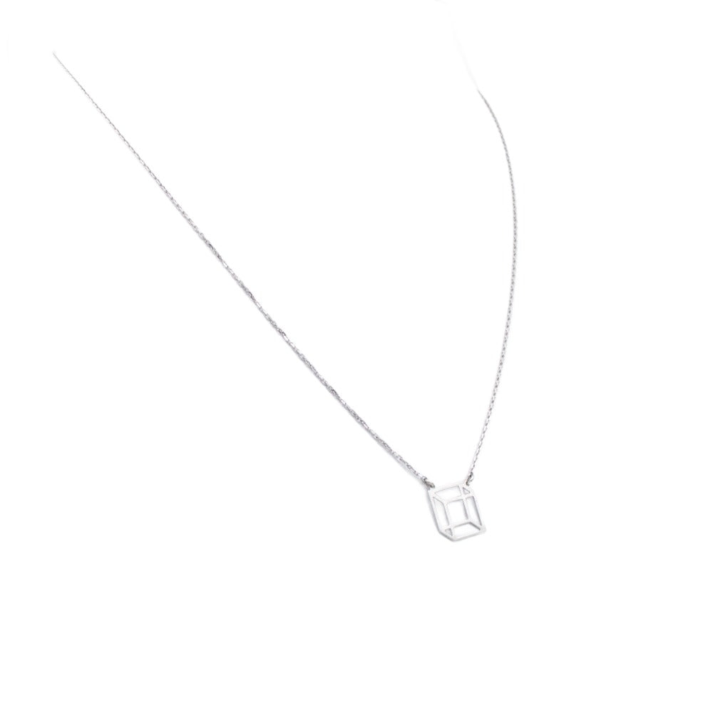 Necklace 925 Sterling Silver, Cube, Minimalist Necklace