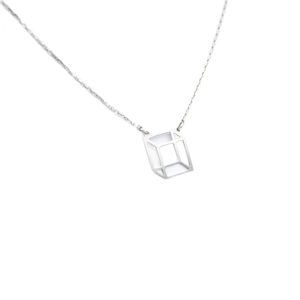 Necklace 925 Sterling Silver, Cube, Minimalist Necklace