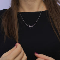 Necklace, 925 Sterling Silver, Heartbeat, Minimalist