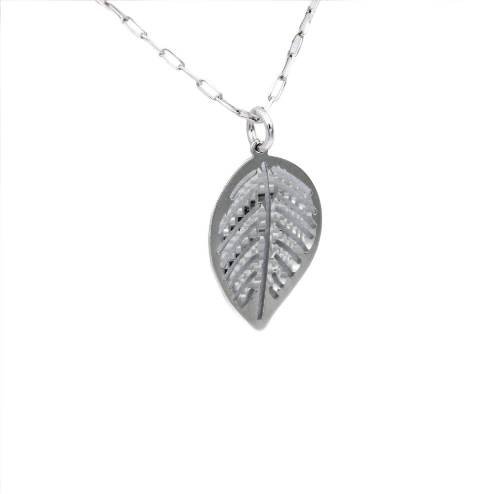 Necklace 925 Sterling Silver, Rhodium Plated, Leaf Necklace