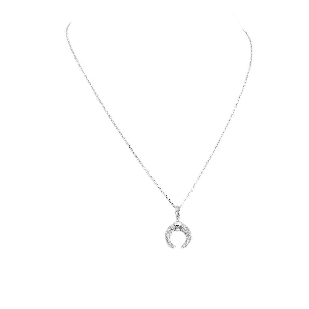 Necklace 925 Sterling Silver, Moon Necklace, Cubic Zirconia