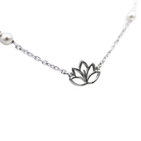 Necklace 925 Sterling Silver, Pearl, Lotus Flower