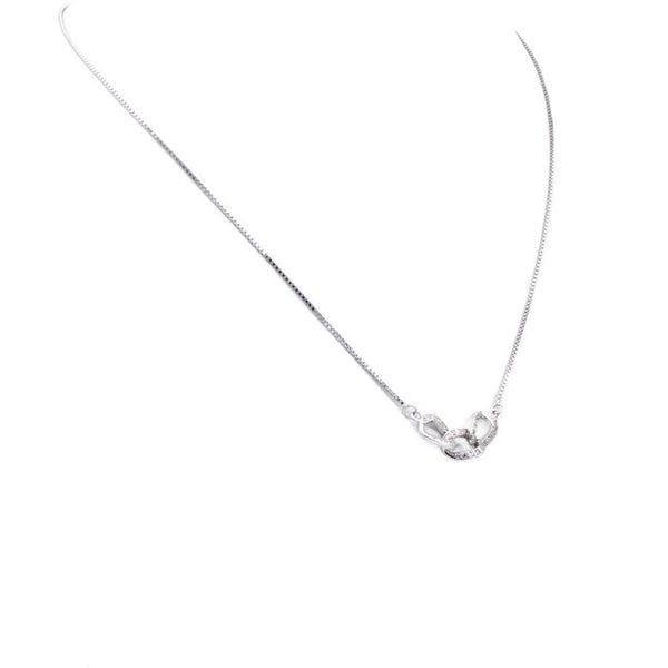 Necklace 925 Sterling Silver, Cubic Zirconia, Shiny, Links