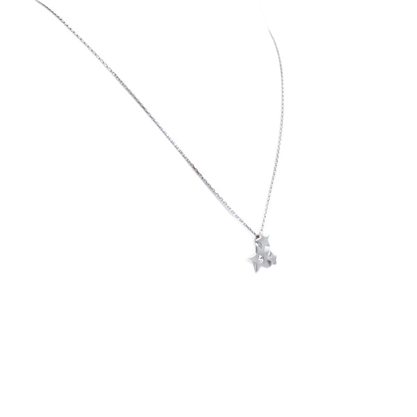 Necklace 925 Sterling Silver, Stars, Cubic Zirconia