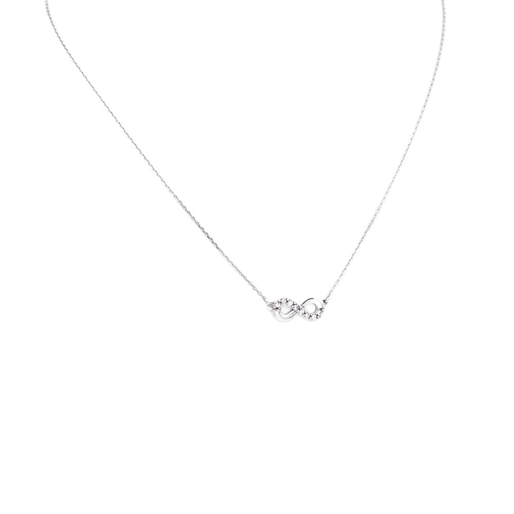 Infinity Necklace, 925 Sterling Silver, Cubic Zirconia